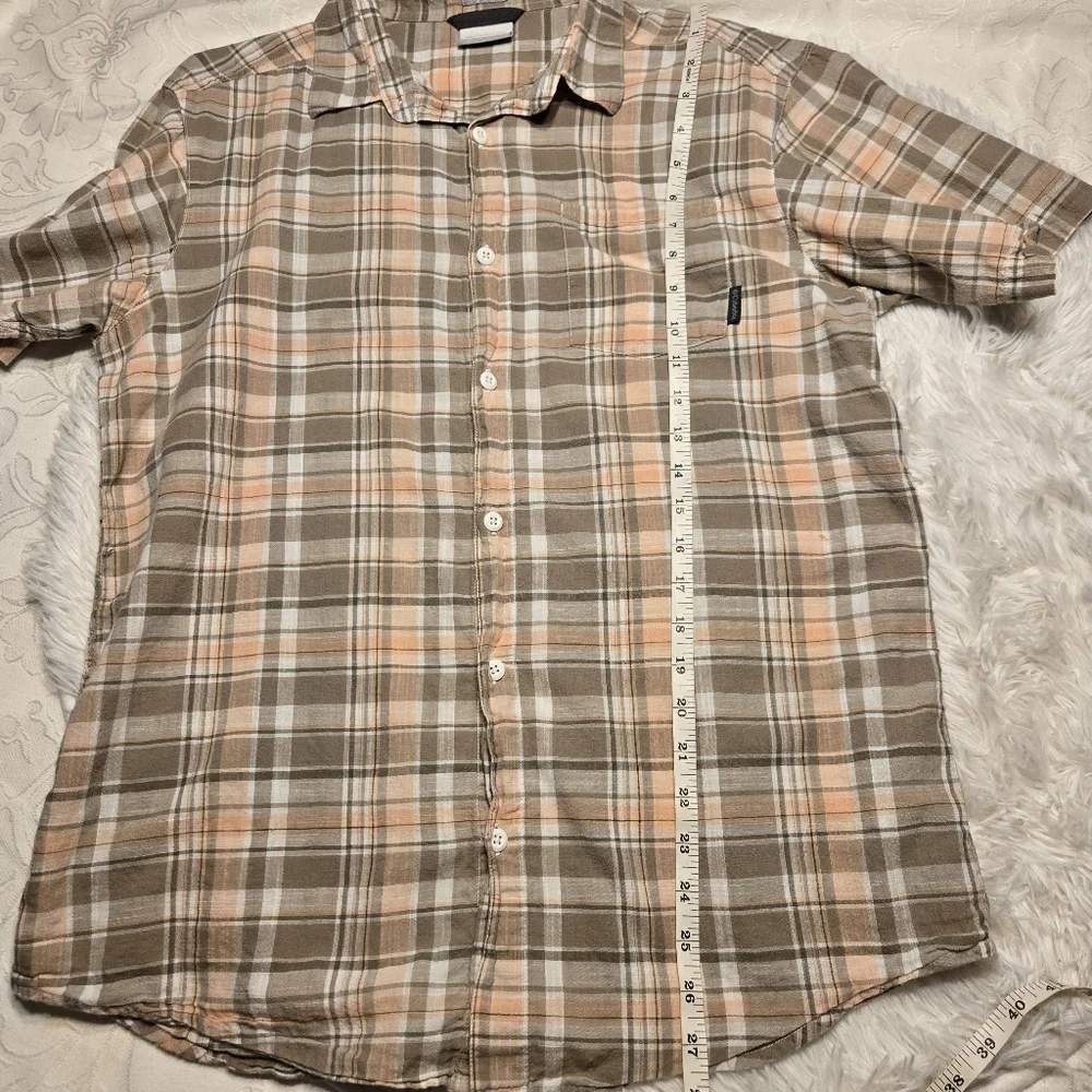 Columbia Men's Short Sleeved Button Down Plaid Shirt-regular fit